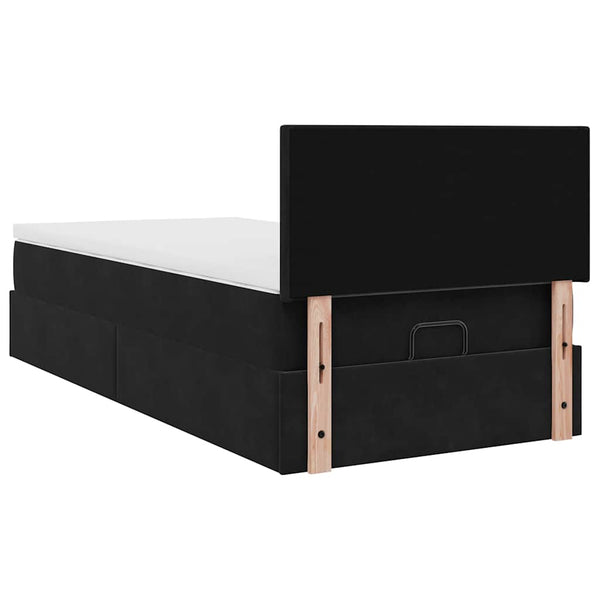 Ottomane Bett mit Matratze & LEDs Schwarz 80x200 cm