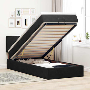 Ottomane Bett mit Matratze & LEDs Schwarz 80x200 cm