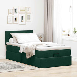 Ottomane Bett mit Matratze Dunkelgrün 80x200 cm