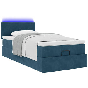 Ottomane Bett mit Matratze & LEDs Dunkelblau 80x200 cm