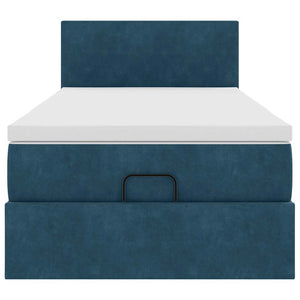 Ottomane Bett mit Matratze & LEDs Dunkelblau 80x200 cm