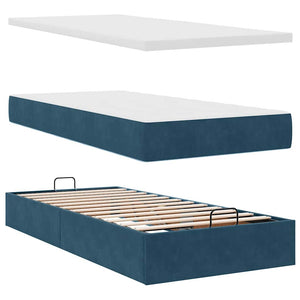 Ottomane Bett mit Matratze & LEDs Dunkelblau 80x200 cm