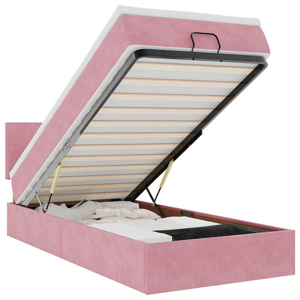 Ottomane Bett mit Matratze & LED Rosa 80x200