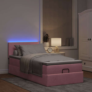 Ottomane Bett mit Matratze & LED Rosa 80x200