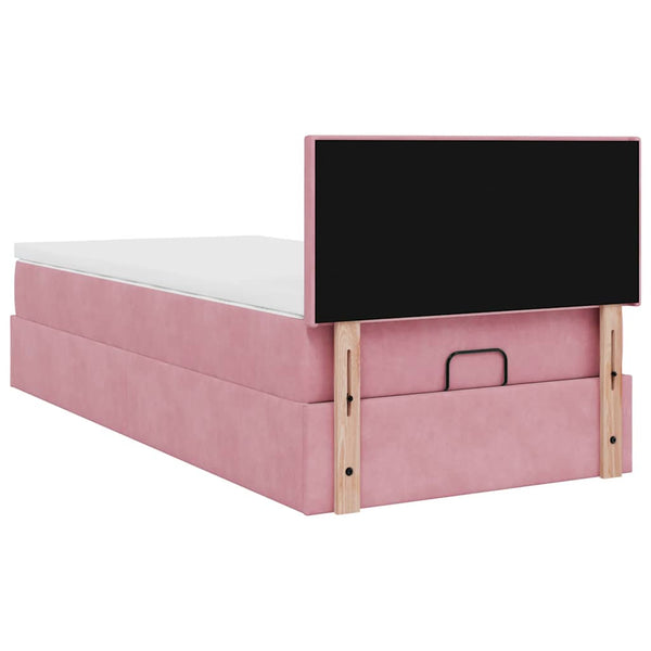 Ottomane Bett mit Matratze & LED Rosa 80x200