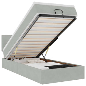 vidaXL Lit ottoman avec matelas et LED Gris clair 90x190 cm Velours