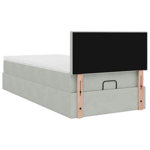 vidaXL Lit ottoman avec matelas et LED Gris clair 90x190 cm Velours