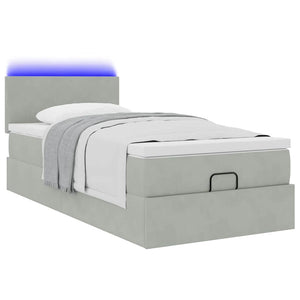 vidaXL Lit ottoman avec matelas et LED Gris clair 90x190 cm Velours