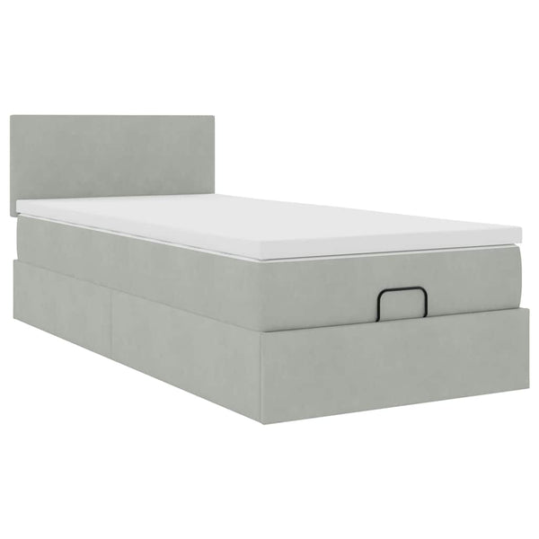 vidaXL Lit ottoman avec matelas et LED Gris clair 90x190 cm Velours