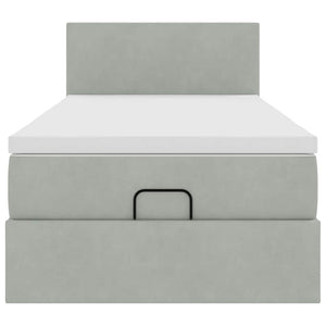 vidaXL Lit ottoman avec matelas et LED Gris clair 90x190 cm Velours
