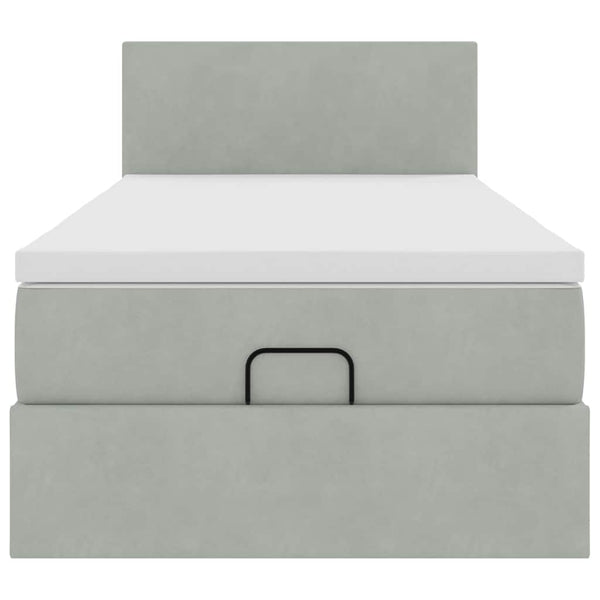 vidaXL Lit ottoman avec matelas et LED Gris clair 90x190 cm Velours