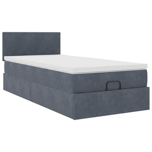 Ottoman Bett mit Matratze & LED Dunkelgrau 90x190 cm