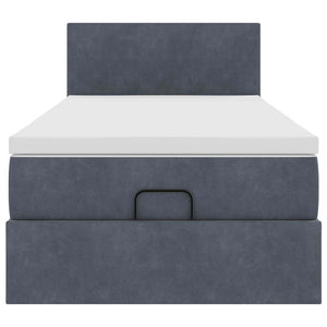 Ottoman Bett mit Matratze & LED Dunkelgrau 90x190 cm