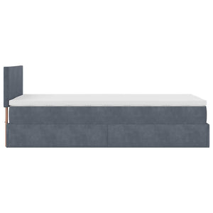 Ottoman Bett mit Matratze & LED Dunkelgrau 90x190 cm