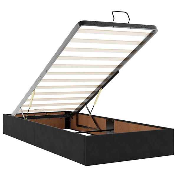 Ottoman Bett mit Matratze & LEDs Schwarz 90x190 cm Samt