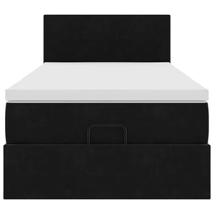 Ottoman Bett mit Matratze & LEDs Schwarz 90x190 cm Samt