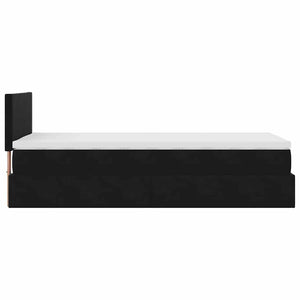 Ottoman Bett mit Matratze & LEDs Schwarz 90x190 cm Samt