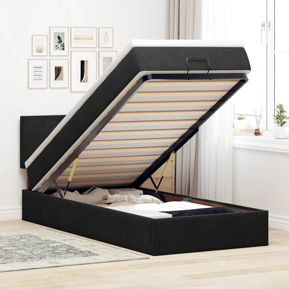 vidaXL Lit ottoman avec matelas et LED Noir 90x190 cm Velours