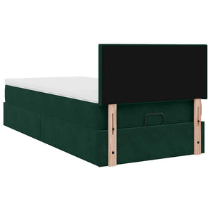 Ottoman Bett mit Matratze & LEDs Dunkelgrün 90x190 cm