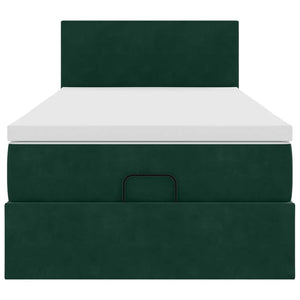Ottoman Bett mit Matratze & LEDs Dunkelgrün 90x190 cm