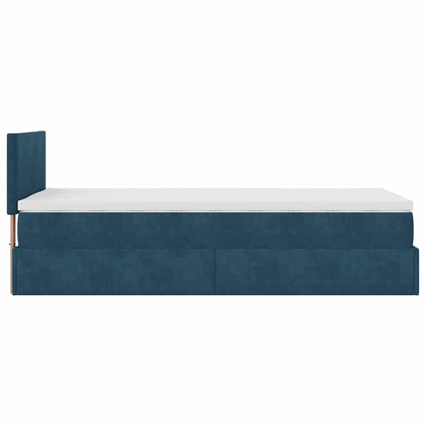 Ottoman Bett mit Matratze & LED Dunkelblau 90x190 cm