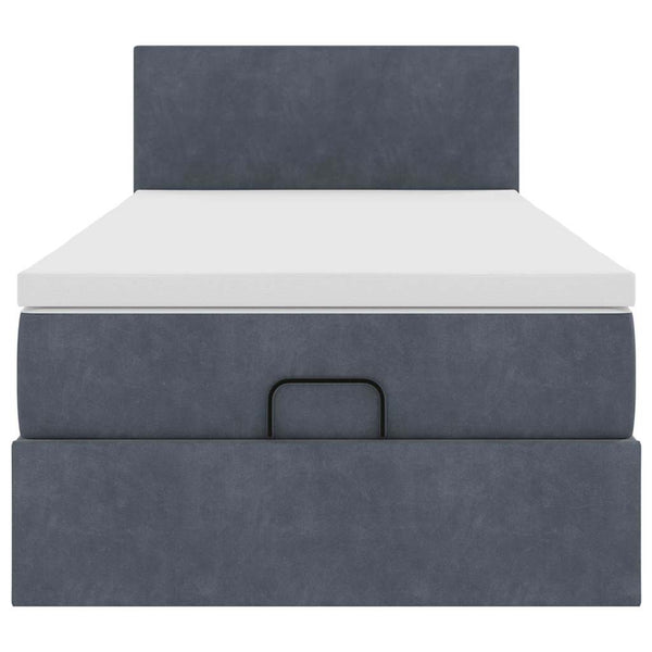 Ottoman Bett mit Matratze & LEDs Dunkelgrau 90x200 cm