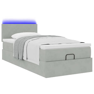 Ottoman Bett mit Matratze Hellgrau 100x200 cm