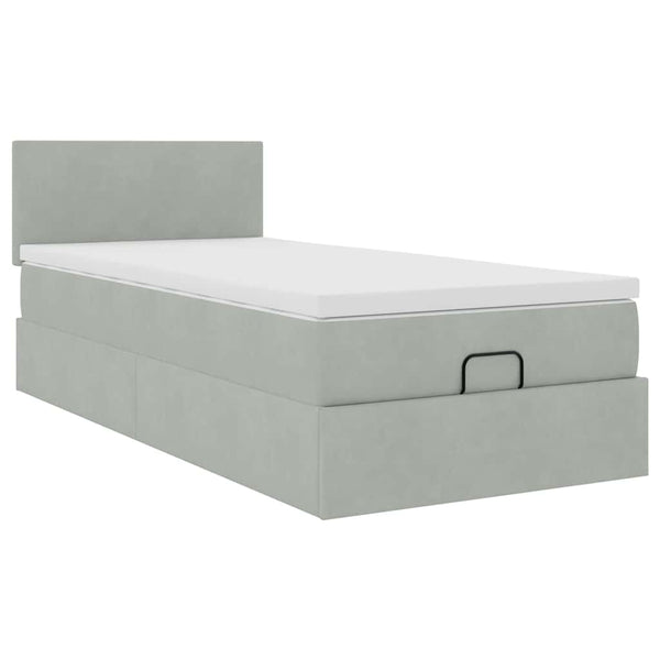 Ottoman Bett mit Matratze Hellgrau 100x200 cm