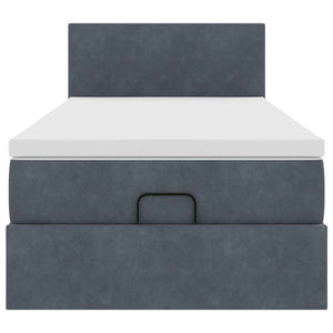 Ottoman Bett mit Matratze & LEDs Dunkelgrau 100x200 cm