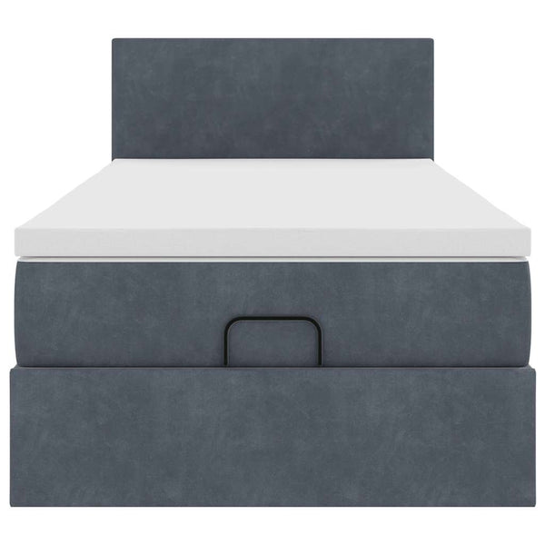 Ottoman Bett mit Matratze & LEDs Dunkelgrau 100x200 cm
