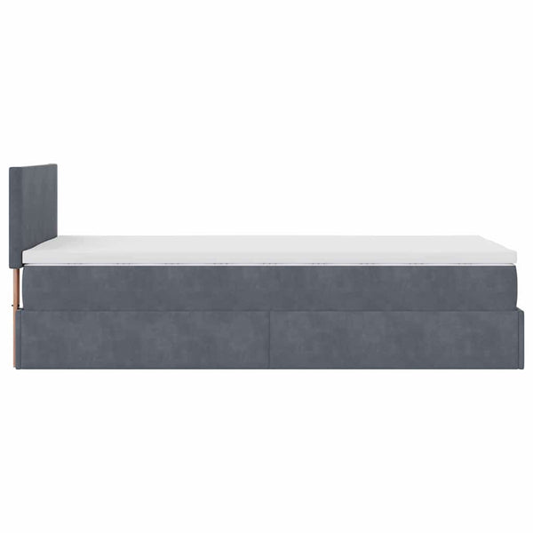 Ottoman Bett mit Matratze & LEDs Dunkelgrau 100x200 cm