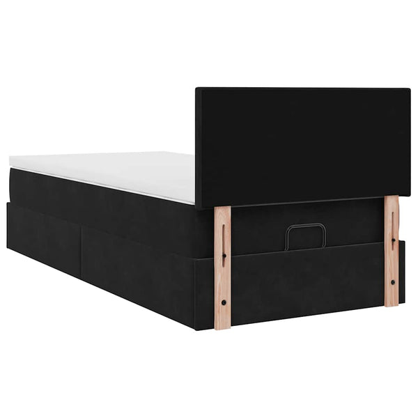 Ottoman Bett mit Matratze & LEDs Schwarz 100x200cm