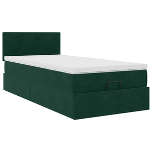 Ottoman Bett mit Matratze & LEDs Dunkelgrün