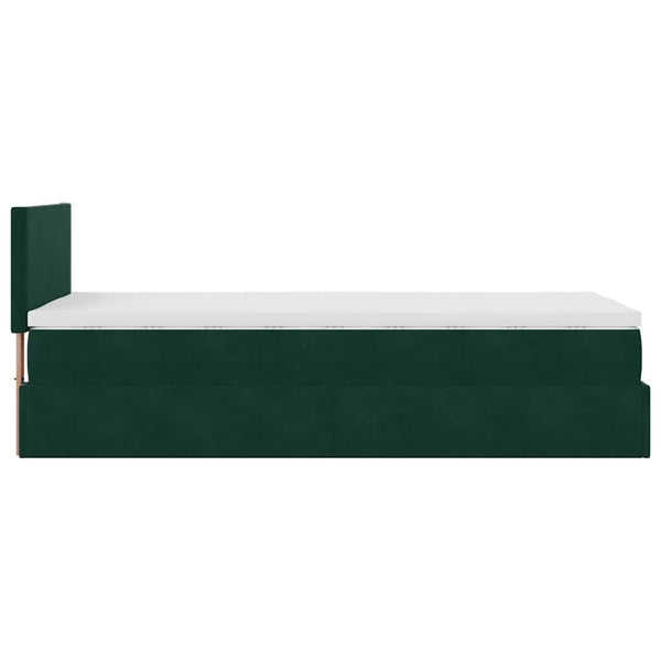 Ottoman Bett mit Matratze & LEDs Dunkelgrün