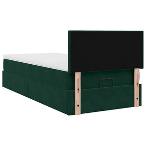 Ottoman Bett mit Matratze & LEDs Dunkelgrün