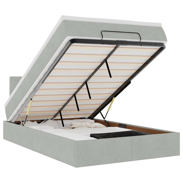 vidaXL Lit ottomane avec matelas et LED Gris clair 120x190 cm Velours