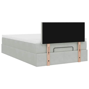 vidaXL Lit ottomane avec matelas et LED Gris clair 120x190 cm Velours