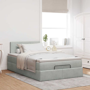 vidaXL Lit ottomane avec matelas et LED Gris clair 120x190 cm Velours