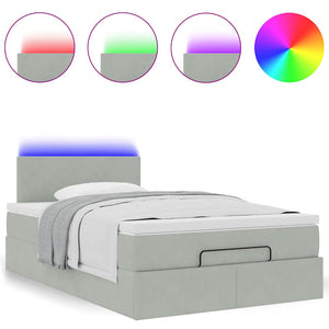 vidaXL Lit ottomane avec matelas et LED Gris clair 120x190 cm Velours