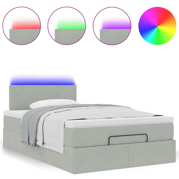 vidaXL Lit ottomane avec matelas et LED Gris clair 120x190 cm Velours