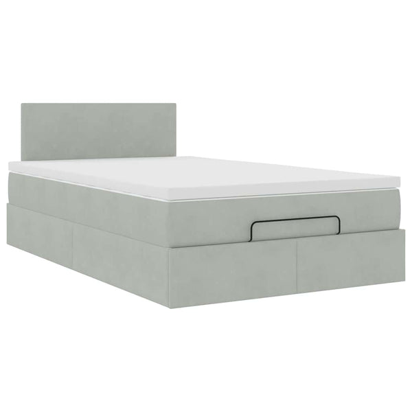 vidaXL Lit ottomane avec matelas et LED Gris clair 120x190 cm Velours