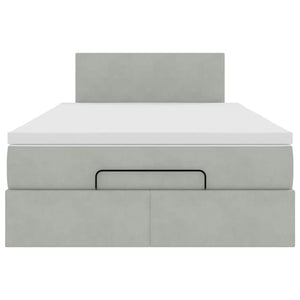 vidaXL Lit ottomane avec matelas et LED Gris clair 120x190 cm Velours