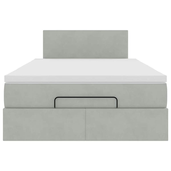 vidaXL Lit ottomane avec matelas et LED Gris clair 120x190 cm Velours