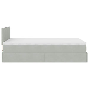 vidaXL Lit ottomane avec matelas et LED Gris clair 120x190 cm Velours