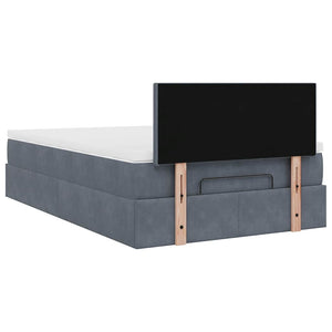 Ottomane Bett mit Matratze & LEDs Dunkelgrau 120x190 cm