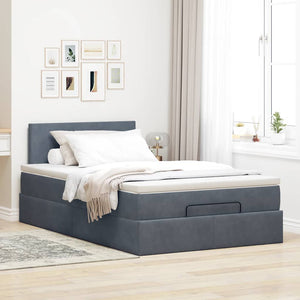 Ottomane Bett mit Matratze & LEDs Dunkelgrau 120x190 cm