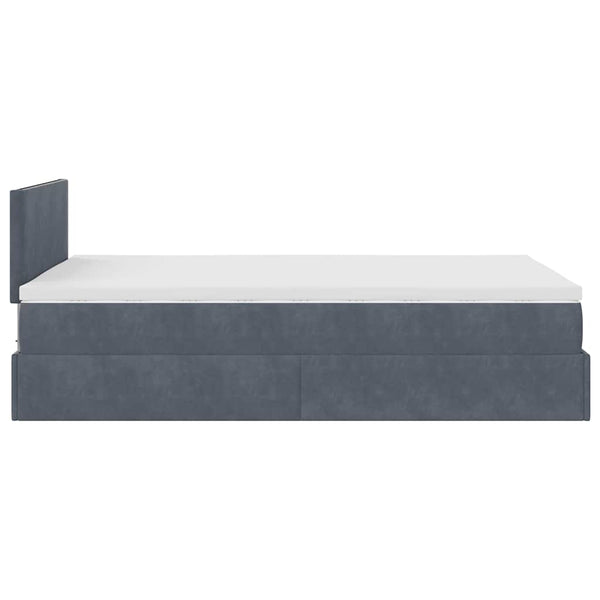 Ottomane Bett mit Matratze & LEDs Dunkelgrau 120x190 cm