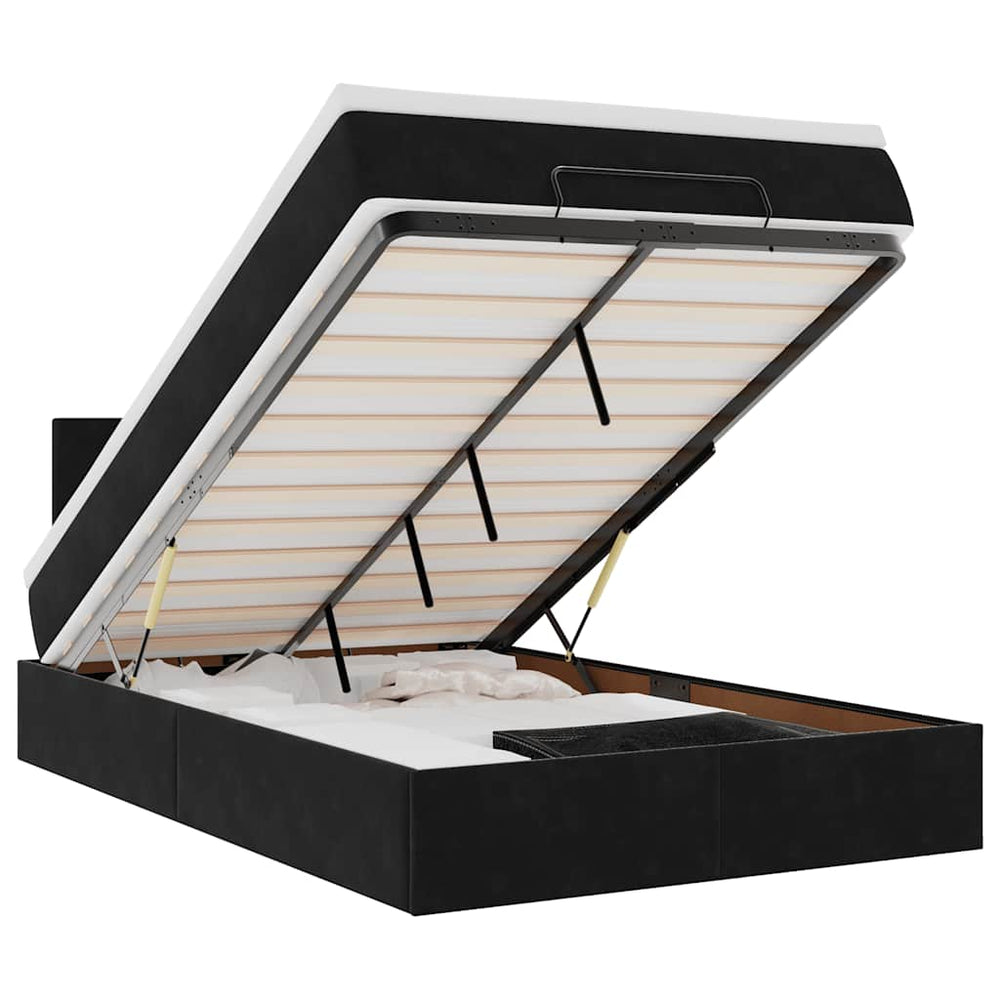 vidaXL Lit ottoman avec matelas et LED Noir 120x190 cm Velours
