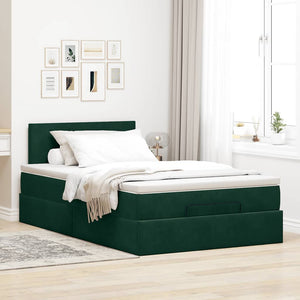 Ottomane Bett mit Matratze Dunkelgrün 120x190 cm