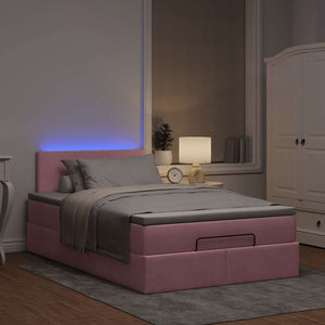 Ottomanbett mit Matratze & LEDs Rosa 120x190 cm